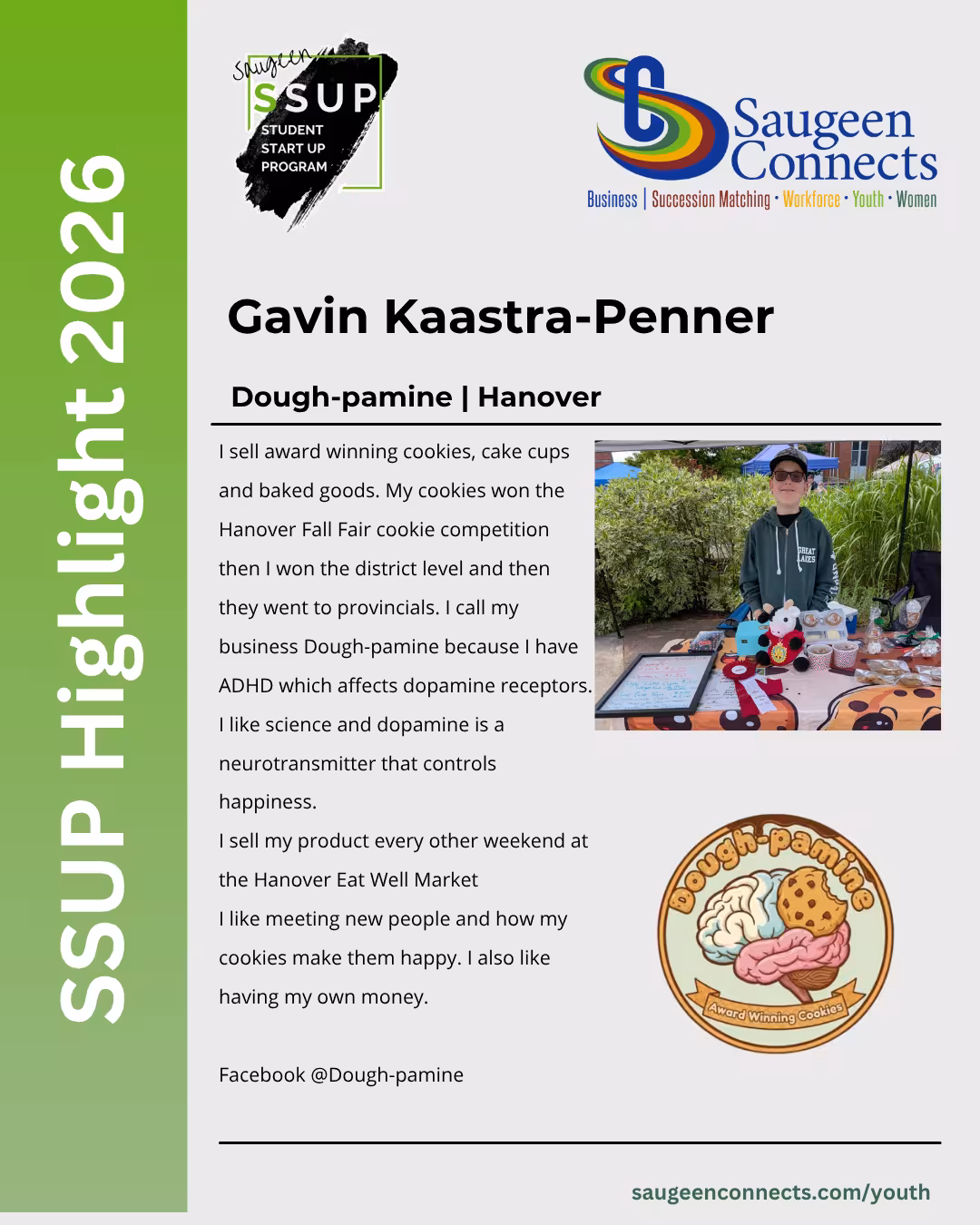 SSUP 2026 participant profile for Gavin Kaastra-Penner of Dough-pamine in Hanover.