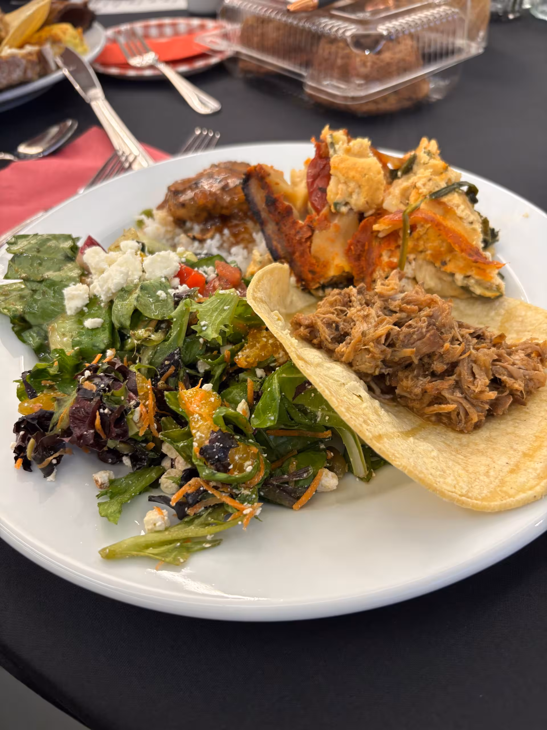Plate of food served at a WOWSA event.