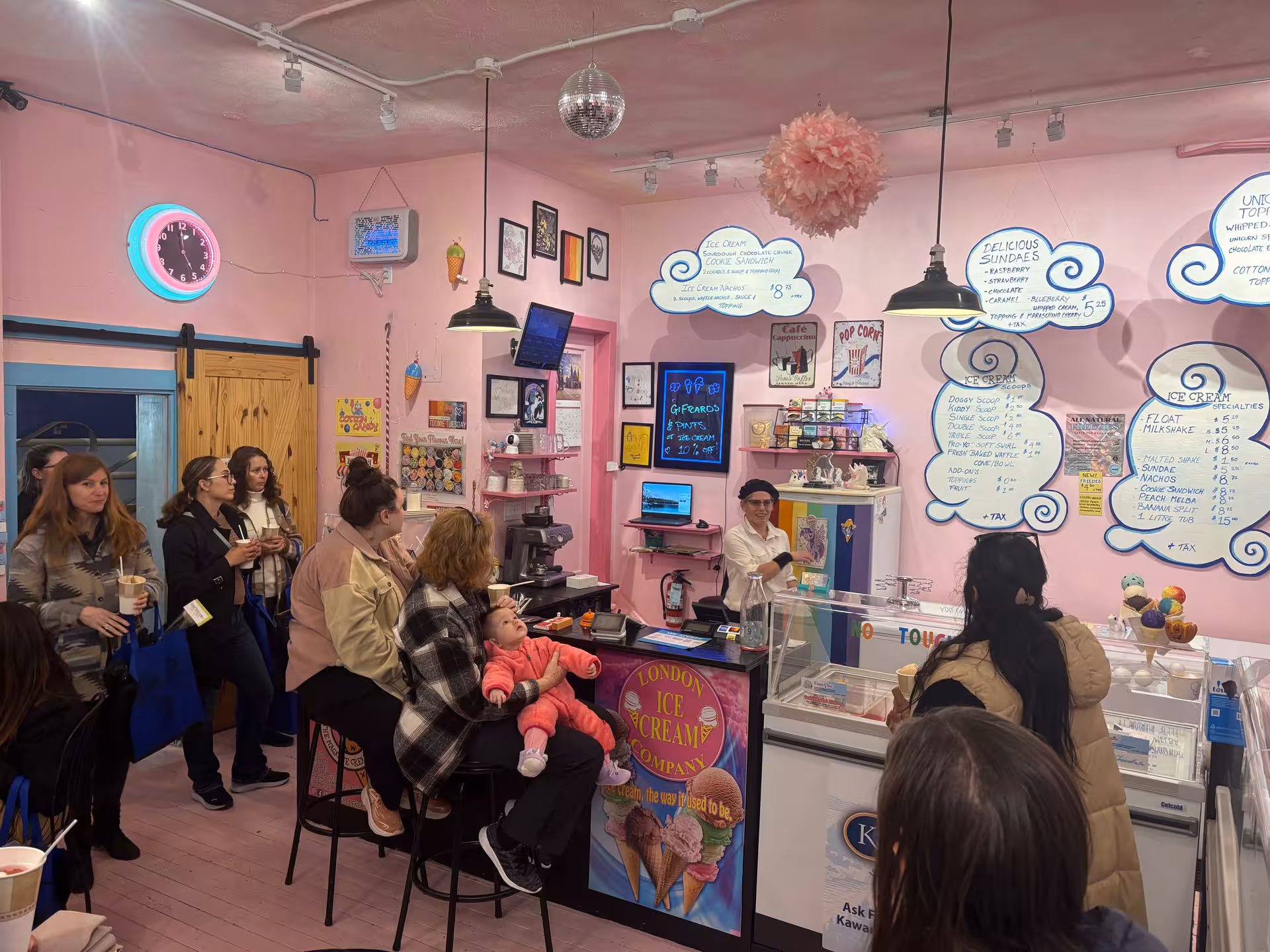 Women gathered at an ice cream business during a WOWSA event.