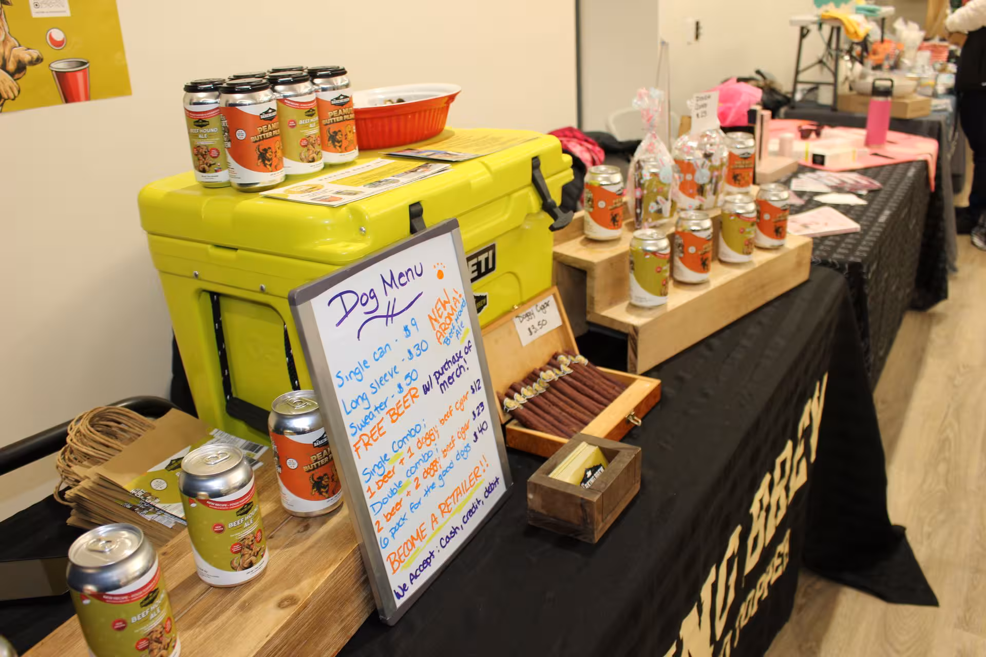Food and beverage products at a WOWSA vendor display.